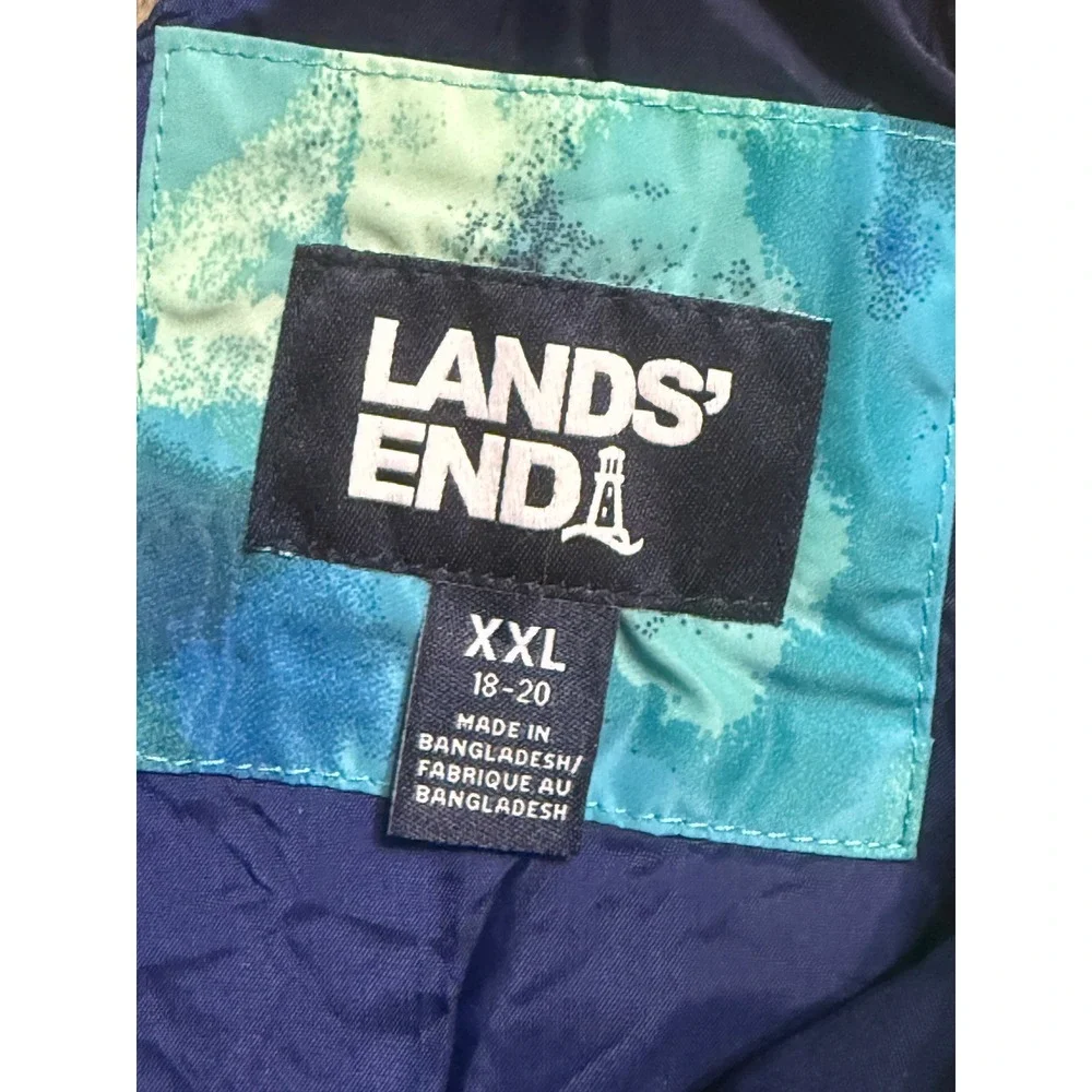 Lands' End Pants Girls Size XXL 18-20 Blue Tie Dye Insulated Squall Snow Bibs